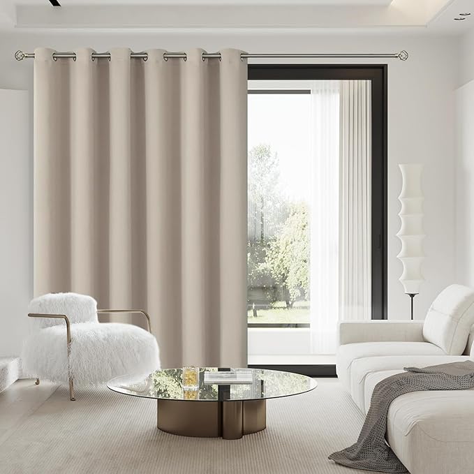 BGment Sliding Door Curtain 96 Inch Length, Extra Wide Room Darkening Curtain for Living Room Thermal Insulated Privacy Noise Cancelling Room Divider Drape, 1 Panel, Camel, 120 Wide
