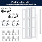 Bifold Doors for 60" x 80" Opening, 3-lite Tempered Frosted Glass Closet Folding Doors with Hardware kit Included, Easy Assembly, White