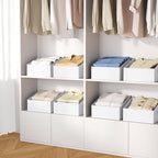 DIMJ Closet Storage Bins 6 Pack - Fabric Trapezoid Organizer Bin, Foldable Storage Baskets for Shelves, Closet Shelf Organizer, Clothing Storage Box for Toys, Books, Towel, Clothes, White