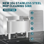 Commercial Floor Mop Sink，Stainless Steel Mop Service Basin，Floor Mount Mop Sink,Vertical industrial Sinks for balconies laundry rooms industries Restaurants (23.6”×16.1”×21.6”inch)