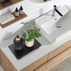 Black Wooden Bathroom Tray Decorative Kitchen Countertop Trays Farmhouse Wood Riser Pedestal Stand Dish Soap Dispenser Holder for Kitchen Counter Bathroom Sink Organizer Accessories Decor Vanity Tray