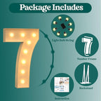 3FT Marquee Numbers, Light Up Numbers 7 for 7th 27th 70th Birthday Decorations, Big Numbers for Party Decorations, Large Light Up Numbers for Party Decor DIY Pre-Cut Foamboad Mosaic Numbers