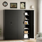 Metal Garage Storage Cabinets,71” Tall Metal File Cabinet with 5 Adjustable Shelves, Lockable Storage Cabinets for Office, Home, Garage, Warehouse 71" H x 32" W x 16" D (Black)
