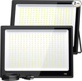 XXBSAZ 2 Pack 300W LED Flood Lights Outdoor, 37,000LM Plug-in Hardwire Work Light IP66 Waterproof - 6500K Daylight Bright for Yard, Garage, Stadium