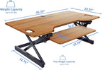 Rocelco 46" Large Height Adjustable Standing Desk Converter with Double Monitor Mount BUNDLE - Sit Stand Up Computer Workstation Riser - Retractable Keyboard Tray - Teak Wood Grain (R DADRT-46-DM2)