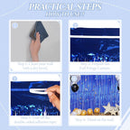 3 Pack Foil Fringe Backdrop - Royal Blue Shiny Tinsel Curtains for Party Decoration/Photo Booth Props - 3.3x8.2 FT Metallic Foil Backdrop for Birthday, Wedding, Graduation, Christmas.