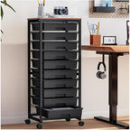 Rolling Cart with Drawers,10 Drawer Rolling Cart,Rolling storage cart with drawers,Black Rolling Drawer Cart,Teacher Rolling Cart for Classroom Storage,Craft Cart with Wooden Tabletop
