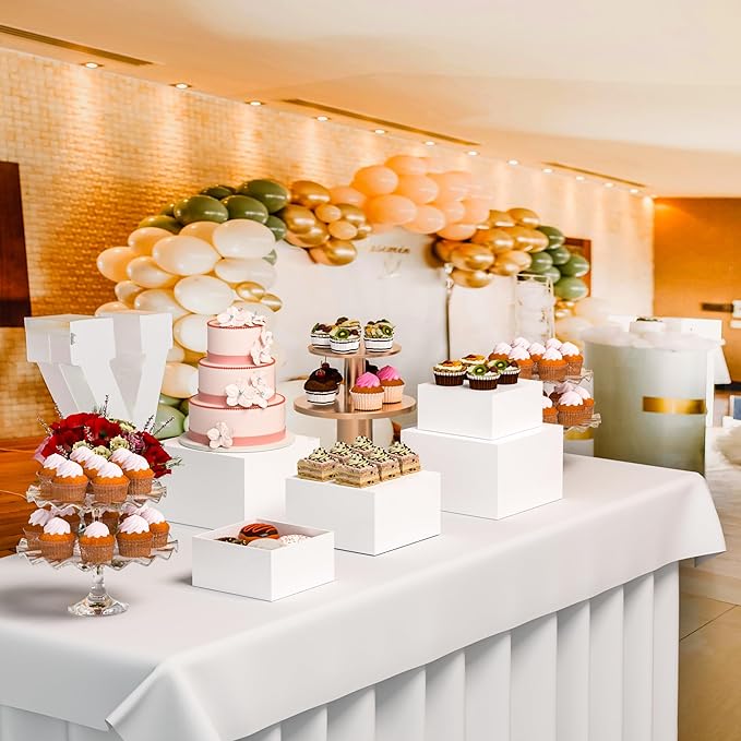 Acrylic Dessert Stand,Buffet Risers, Food Risers, Multi-Purpose Cake Stand for Parties, Weddings, Birthdays, Catering, Jewelry,Collectibles (White, 6"x7"x8")