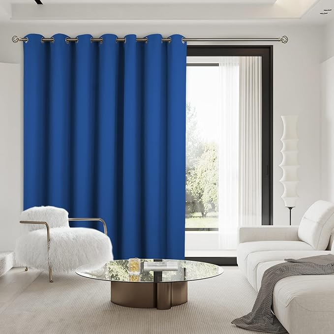 BGment Royal Blue Sliding Door Curtain 96 Inch Long - Wide Room Darkening Room Divider Curtain for Bedroom Privacy Themral Insulated Grommet Room Separator Drape, 1 Panel, 100 X 96