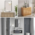 Wall Mount Mirror for Bathroom, Brush Black Metal Framed Rounded Corner Rectangular Vanity Mirror (16" x 20", Black)