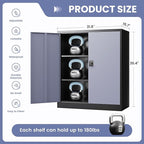 Metal Storage Cabinet,Locking File Cabinet with Doors and Adjustbale Shelves,Tool Steel Cabinets for Garage,Home Office,School,Gym(Grey & Black)