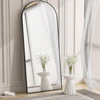 Koonmi 30"x71" Arched Full Length Mirror, Black Large Floor Mirror with Aluminum Alloy Frame Standing Hanging or Leaning Wall-Mounted Full Body Mirror for Living Room and Bedroom