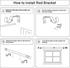 Curtain Rods for Windows 16 to 170 Inches Adjustable Length 1 Inch Diameter Window Curtain Rod with Aluminium Finials, Warm Gold