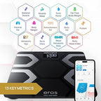INEVIFIT EROS Bluetooth Body Fat Scale Smart BMI Highly Accurate Digital Bathroom Body Composition Analyzer with Wireless Smartphone APP 400 lbs 11.8 x 11.8 inch (Black)