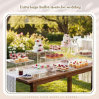 Leinuosen 7 Pcs Extra Large Buffet Risers Set 10" to 16" Rectangle Acrylic Display Box Catering Dessert Table Riser Food Display Decorative Stand with Hollow Bottom for Catering Supplies(Clear)