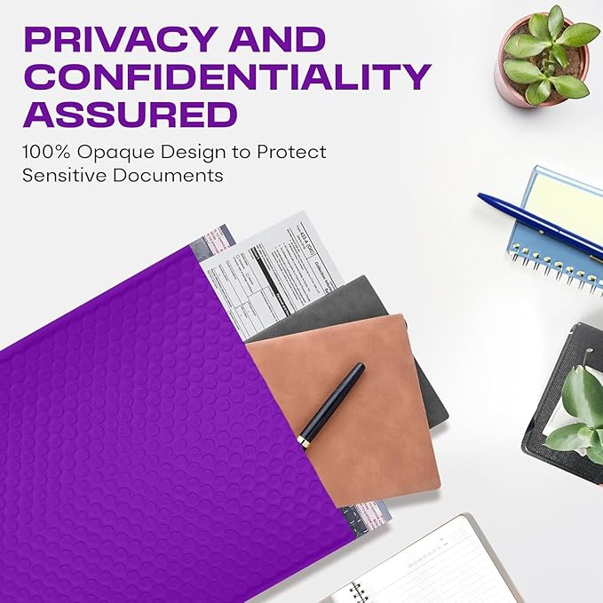 Purple 10x13 Inch Poly Bubble Mailers |Self Seal Padded Envelopes for Thick books | Air Cushioned Bubble Mailer | Usable Size 9.5x13 | Waterproof Lightweight Mailing Shipping Bags | 100 Pack Bulk