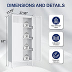 Metal Storage Cabinet with Adjustable Shelves, White, 61''H x 27.56''W 13.78''D, for Kitchen, Laundry Room, Home Office, Kids Room