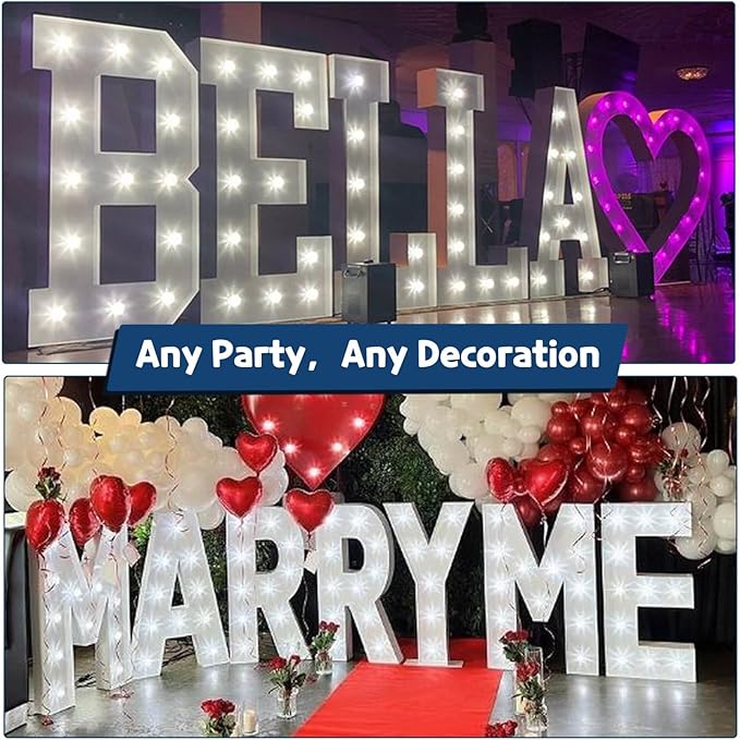 Marquee Letters 3 Feet Tall Large Light Up Letters Decorations Wedding Engagement White Party Decorations Prom Sign Big Cardboard Backdrop P