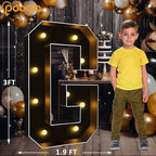 Pooqla 3FT Marquee Light Up Letters, Black LED Party Decor Large Marquee Letters 3 Feet Tall, Giant Mosaic Letter for Birthday Graduation Anniversary Wedding Decoration, Letter G