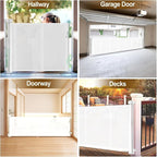 100 inch Retractable Baby Gates 34 inch Tall, Retractable Gate with Reinforced Strip Design to Prevent Crawling Through, 8 FT Extra Wide Retractable Dog Gate for Indoor/Outdoor