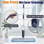 24" Dry mops for Floor Cleaning, Microfiber mop Spray System, Commercial Heavy-Duty Wet mops with 28oz Big Tank, 2 Washable Pads for Lobby, Pool, Factory, Office, Warehouse, Concert, Library (1)