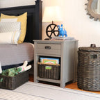The Basket Lady Deep Pole Handle Wicker Storage Basket, Medium, 13.5 in L x 14 in W x 9 in H, Antique Walnut Brown