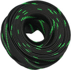 30ft PET Expandable Sleeving Wire Cable Sleeve (1/3", Green&Black)