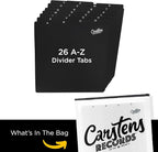 Carstens Records Heavy Duty Vinyl Album Dividers A-Z | 12" Organizers with Tabs | Pack of 26 Black | Made in The USA | for Top Browsing
