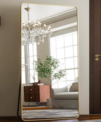 HARRITPURE 80"x40" Oversized Full Length Mirror - Rectangular Gold Aluminum Frame Floor Mirror with Stand for Bedroom, Living Room, Cloakroom, Full Body Reflection
