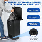 22 Gallon Step-On Trash Can/Container, Black Plastic Dustbin with Lid and Foot Pedal, Hands-Free Disposal