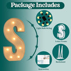 Marquee Light Up Letters, 3FT Large Light Up Letters for Party, Marquee Numbers, Mosaic Balloon Frame, Cardboard Letters for Birthday Wedding Engagement Party Backdrop Decorations, Letter S