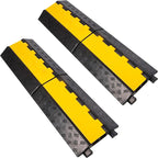 Rubber Cable Ramp Cord Cover Cable Protector Ramps Wire Hose Protective 2 Channel 22000Lbs Load Capacity Traffic Speed Bump for Asphalt Concrete Gravel Driveway Indoor Outdoor, 2 Packs
