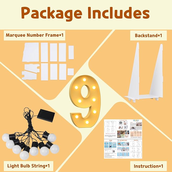 imprsv 3FT Light Up Letters, Marquee Numbers for 19th Birthday Decorations, Pre-Cut Foam Board Kit