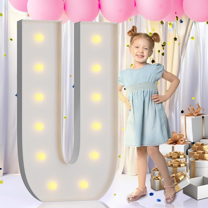 imprsv Light Up Letters, 4FT Marquee Letters for Birthday Wedding Engagement Party Decor, Large Marquee U for Party Decoration Arch Kit Decorations
