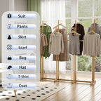 Gold Clothing Racks, Metal Clothes Rack with 8 Straight Arms, Freestanding Garment Rack for Hanging Clothes Heavy Duty, 46" to 63" Adjustable Height Retail Clothing Rack for Boutiques Display