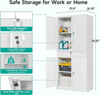 SISESOL White Metal Storage Cabinet with Drawer and Locks,Garage Storage Cabinet with Locking Doors and Adjustable Shelves,71" Tall Large Metal Cabinets with Magnetic Door for Home,Office,Garage