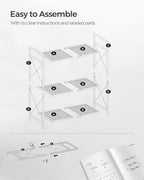 SONGMICS 3-Tier Metal Storage Rack with Wheels, Mesh Shelving Unit with X Side Frames, 31.5-Inch Width, for Entryway, Kitchen, Living Room, Bathroom, Industrial Style, White UBSC183W01