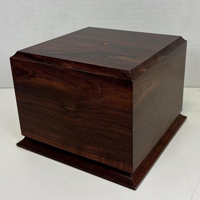 Display Base Pedestal Cherry Finish with 5/16" Center Hole – Square Stand Blank for Trophies, Figurines, 3D Prints, DIY Projects – Available in Multiple Sizes (7"Lx7"Wx5 1/4"H)