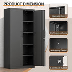 Metal Garage Storage Cabinets,Locking Garage Cabinets with 2 Door and 4 Adjustable Shelves,Steel Tall Cabinet for Home Office,Warehouse,School,Black