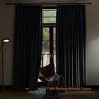 Textured Linen Pinch Pleated 100% Blackout Curtains for Bedroom/Living Room Blackout Curtains 54 Inches Long, Energy Saving Window Treatment Curtains,42Wx54Lx2,Grey Blue