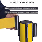 OangeStar 6 Packs Crowd Control Stanchions w/10ft Retractable Belt, Crowd Control Barriers Set w/Water Filled Base, Ideal for High Traffic Areas, Yellow