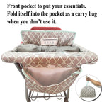 2-in-1 Shopping Cart and High Chair Cover for Baby, Padded Cover, Fold'n Roll Style, Portable with Carry Bag (Gray Grid)