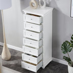 Tall White Dresser for Bedroom with 7 Drawers, 52" Tall Chest of Drawers Modern Wooden Lingerie Chest with Crown Molding and Solid Wood Ball Legs, Anti-0xidation Zinc Alloy Knob(White)