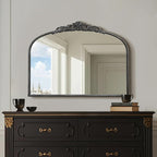 Micasso Large Vintage Black Mirror: 40" x 30" French Baroque Antique Mirror - Traditional Ornate Decorative Arched Mirrors for Wall/Bathroom/Entryway/Fireplace/Hallway - Home Decor for Living Room