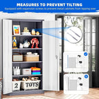 INTERGREAT Storage Cabinet with Doors and Shelves, Metal Garage Storage Cabinets with Lock, Black Lockable Steel Supply Cabinet for Home Office, Warehouse (Grey White)