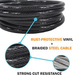 Lumintrail 12mm (1/2 inch) Heavy-Duty Security Cable, Vinyl Coated Braided Steel with Sealed Looped Ends (4', 7', 10', 15', 20', 25' or 30') (25-FT)
