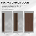 24"-36" x 80" Accordion Doors Interior - Vinyl PVC Bifold Accordion Closet Doors, Includes Door & Mounting Hardware, Handle, Temporary Folding Door for Doorway Pantry Laundry, Walnut