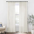 XTMYI 105 Inch Curtains 2 Panels Set Custom Length Back Tab Linen Window Sheer Curtain Drapes for Living Room Bedroom,50x105 in Long,Cream(Ivory/Off White)