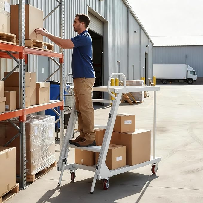 Heavy Duty Platform Truck Cart, Moving Flatbed Cart with Lockable Swivel Casters, Heavy-Duty Utility Push Carts, Dolly Cart Flatform for Groceries, Garage, Warehouse, 660lbs Capacity (White, 660lbs)