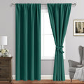 JIUZHEN Christmas Blackout Curtains for Bedroom - Thermal Insulated Room Darkening Rod Pocket Curtains for Living Room, Set of 2 Panels with Tiebacks, 42 x 84 Inch Length, Forest Green
